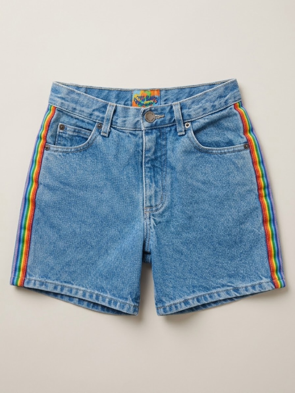 VTG Paris Blues Rainbow High Waisted Shorts Sz 10 fits 8 Stranger Things Vibe
